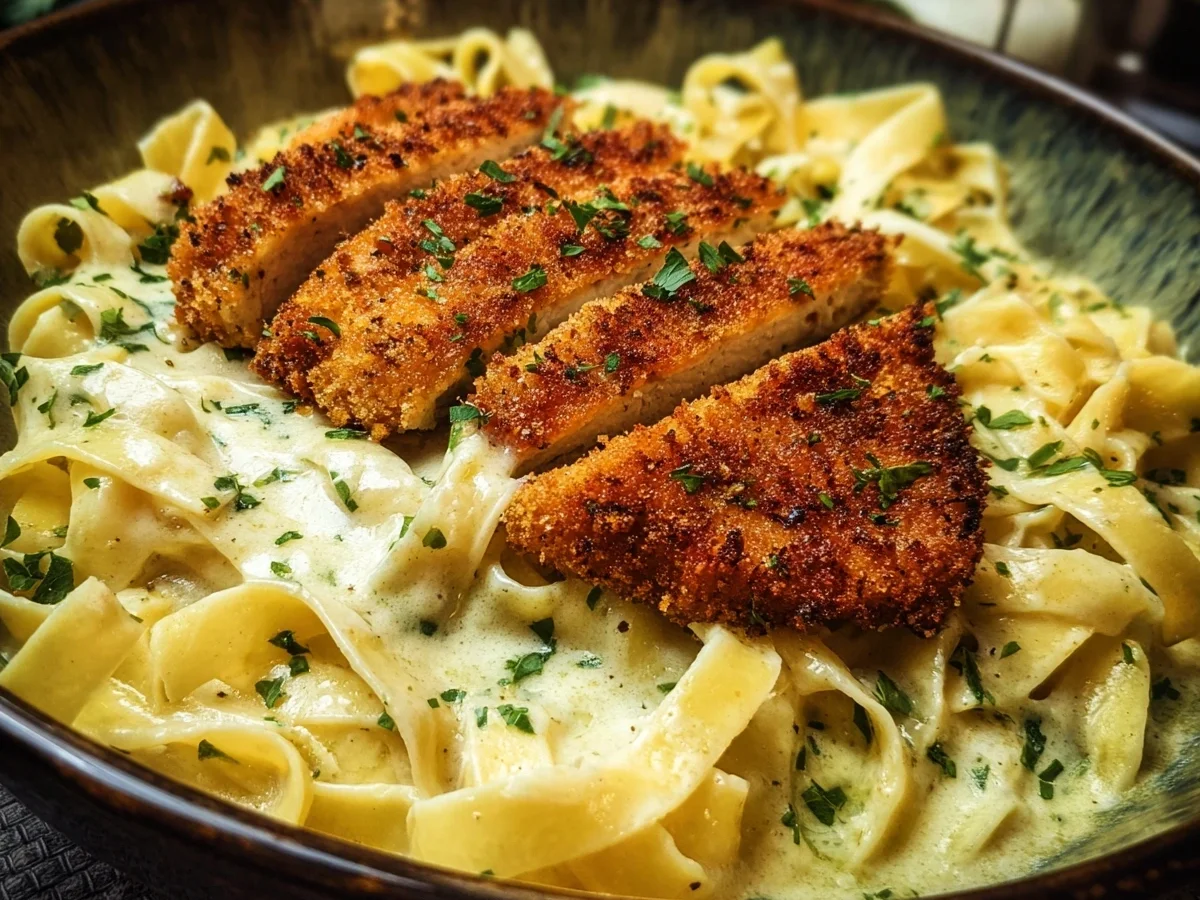 Cremige Alfredo Pasta mit zartem Hähnchenschnitzel - Bild 2