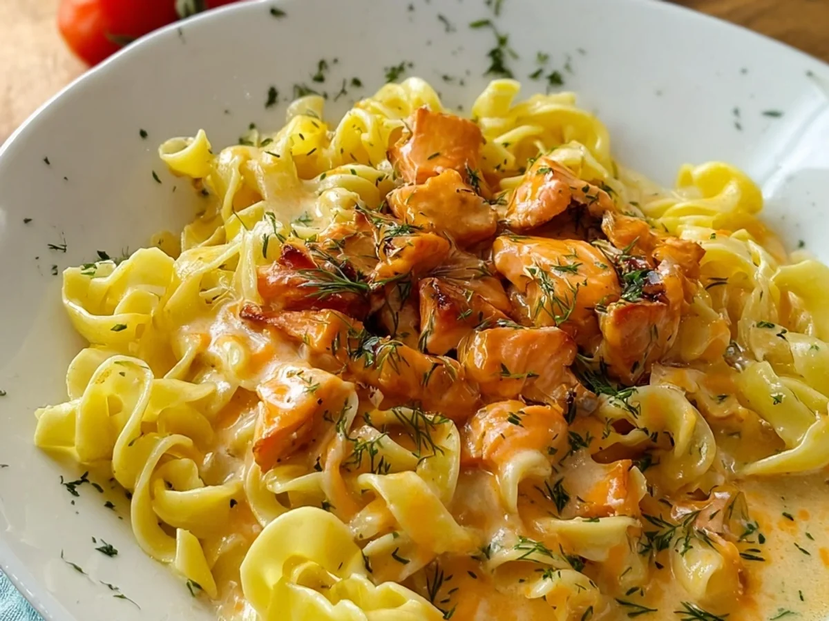 Cremige Bandnudeln mit Lachs & Sahnesoße Schnell zubereitet - Bild 1
