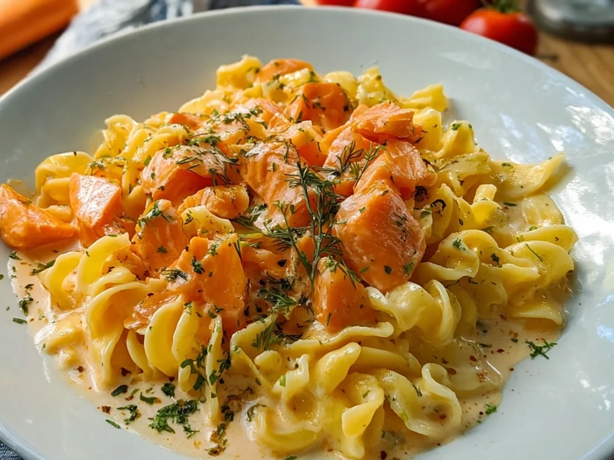 Cremige Bandnudeln mit Lachs & Sahnesoße Schnell zubereitet - Bild 2