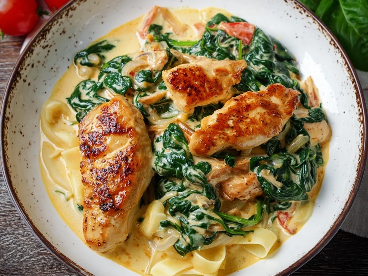 Cremige Hähnchenpfanne mit Spinat & Parmesan-Soße - Bild 2