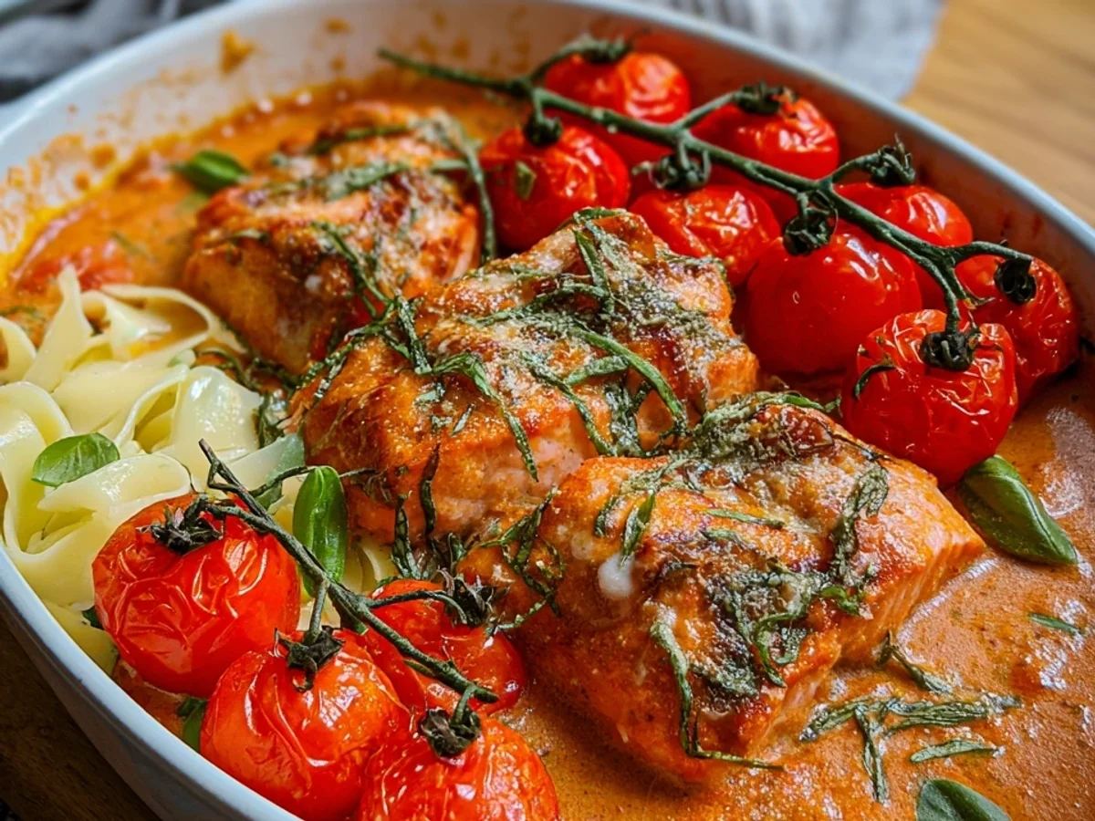 Cremiger Ofenlachs in Tomaten-Sahnesoße - Bild 1