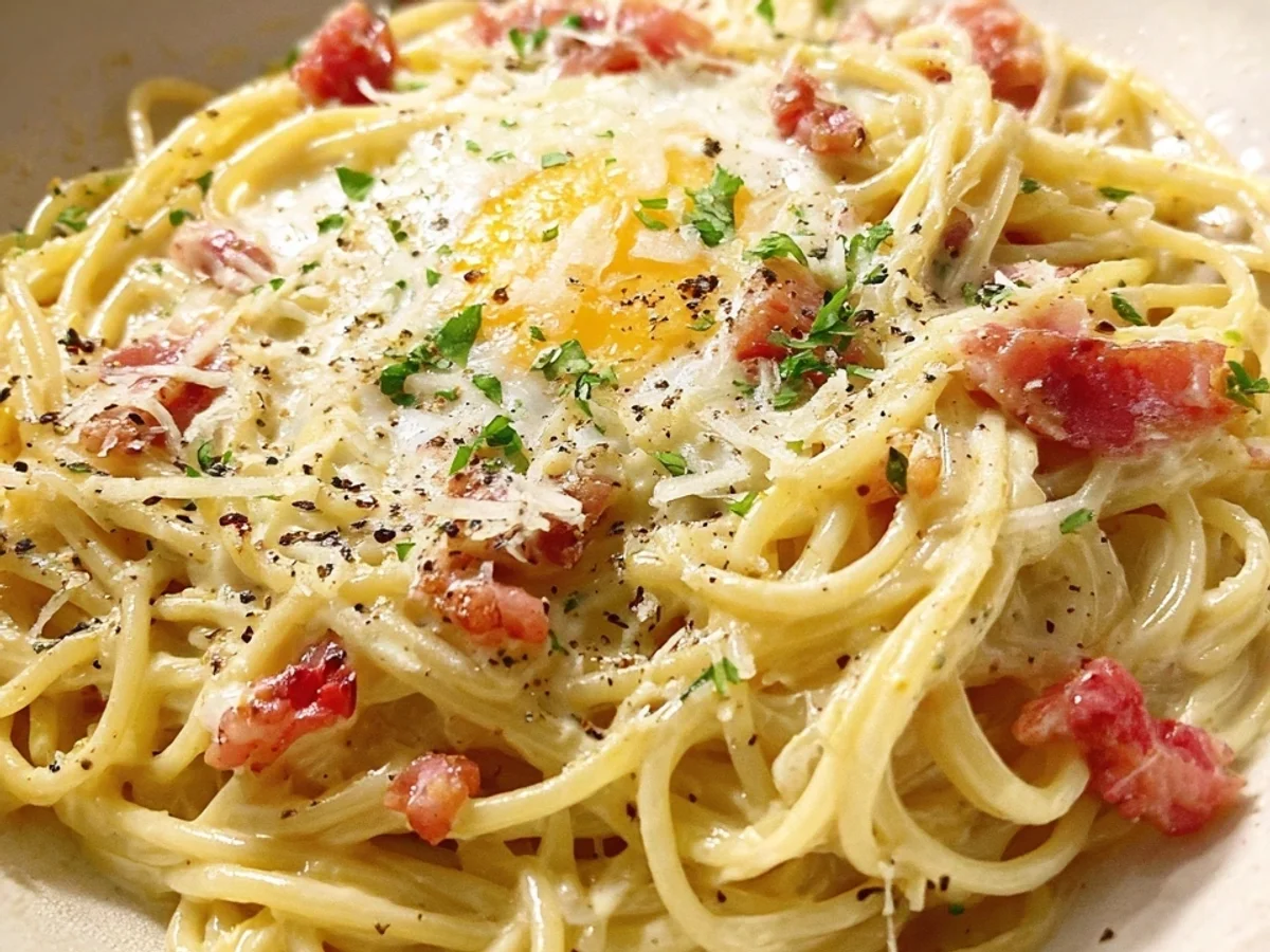 Cremiges Spaghetti Carbonara Rezept: Schnell & Lecker - Bild 1