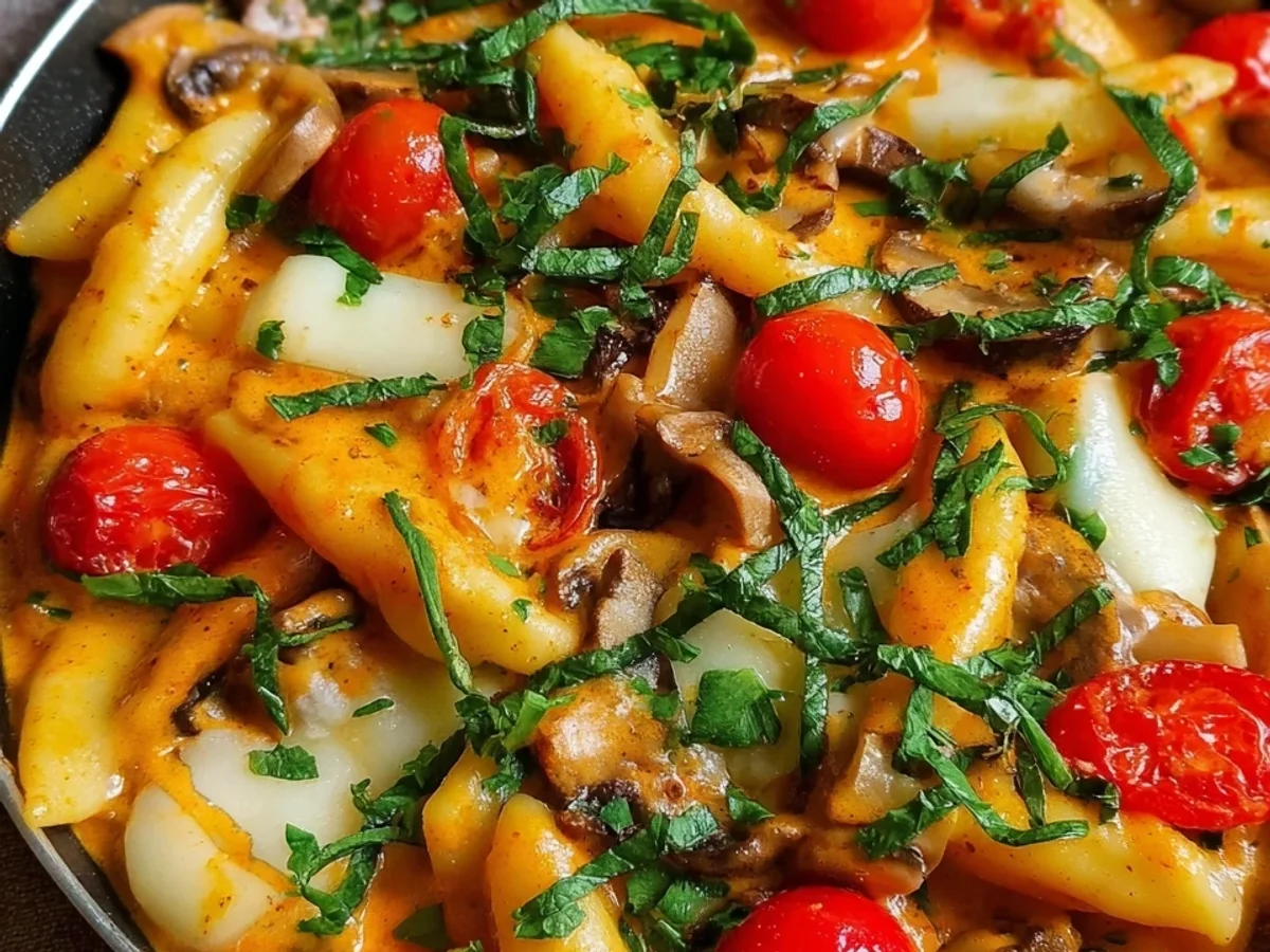 Einfache Vegetarische Schupfnudelpfanne mit Gemüse - Bild 1