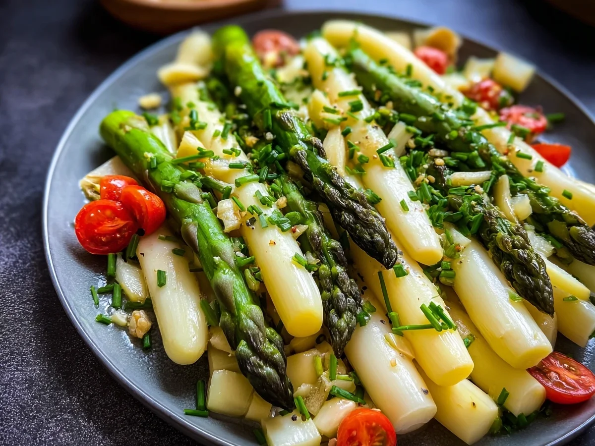 Frischer Spargelsalat mit grünem und weißem Spargel - Bild 2