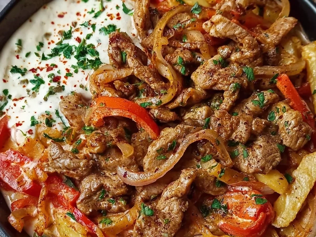 Gyros Pfanne mit würziger Soße Schnell gemacht - Bild 1