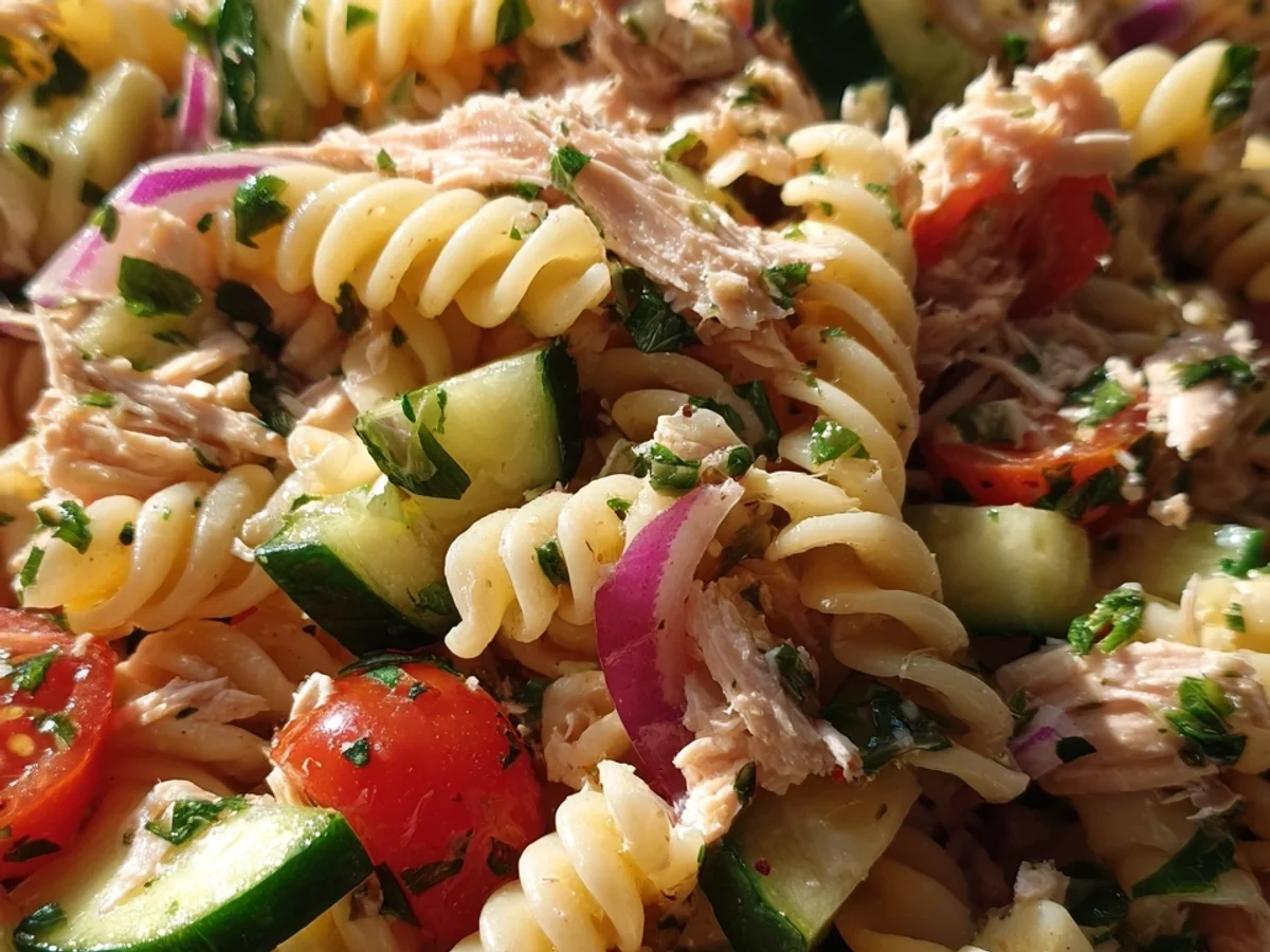 Kalorienarmer Nudelsalat mit Thunfisch & leichtem Dressing - Bild 1
