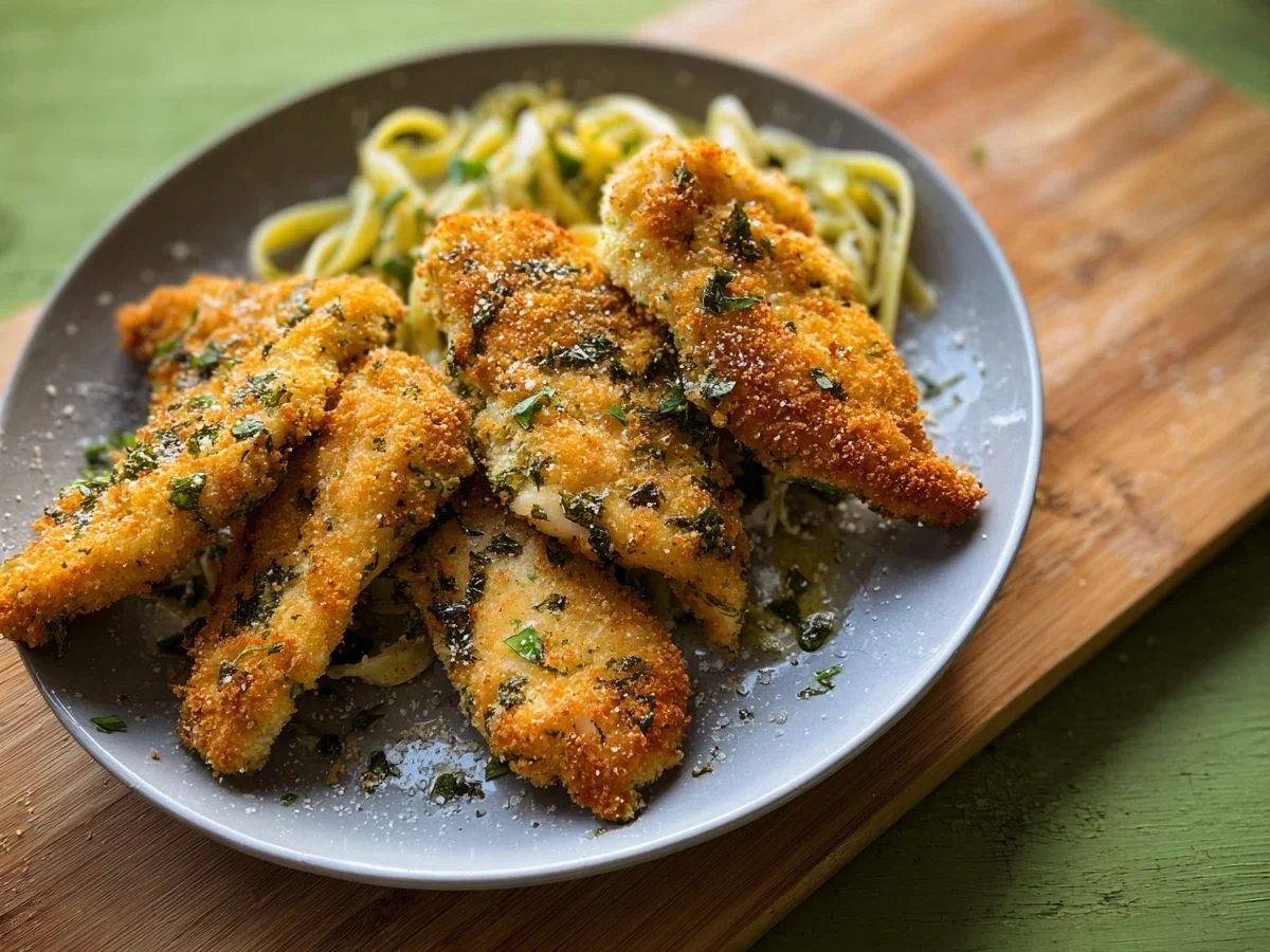 Knusprige Hähnchenfilets mit Kräuterpanade - Bild 1