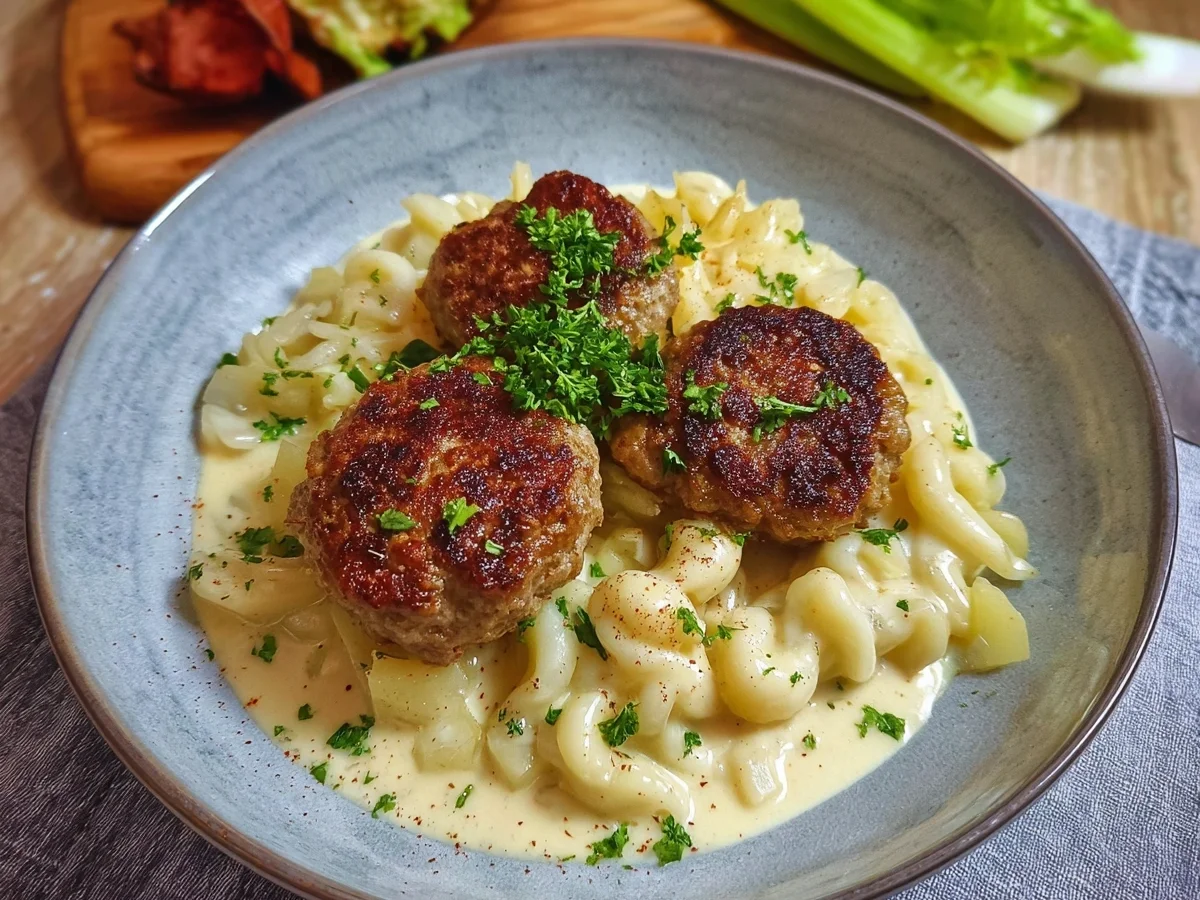 Kohlrabigemüse mit Frikadellen & hausgemachten Spätzle - Bild 1