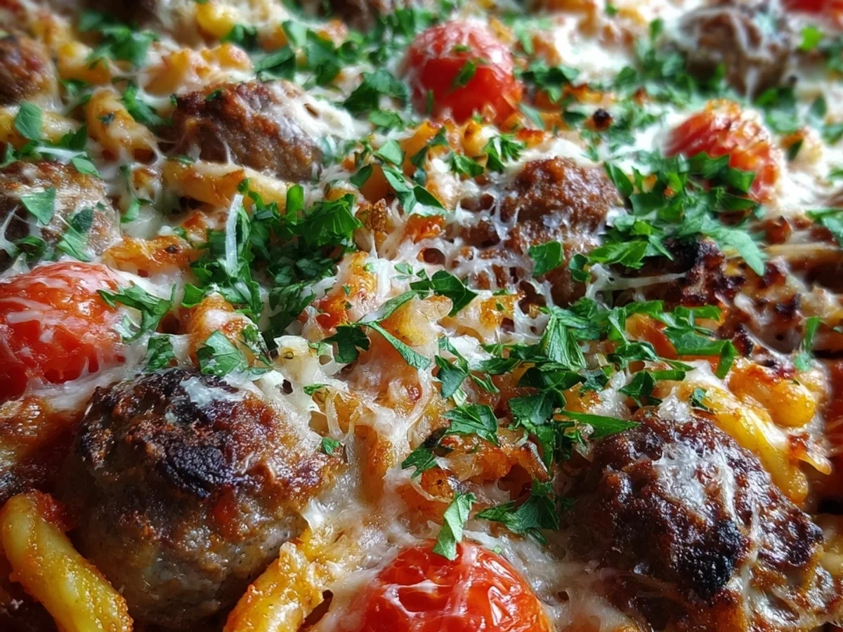 Nudel-Würstchen-Auflauf mit Tomaten & goldener Käsekruste - Bild 2