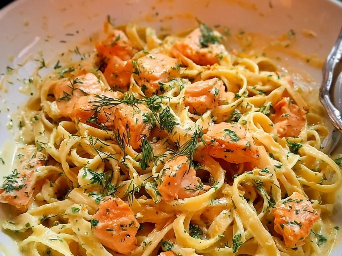 Nudeln mit Lachs Sahne Soße: Einfaches Familienrezept - Bild 1