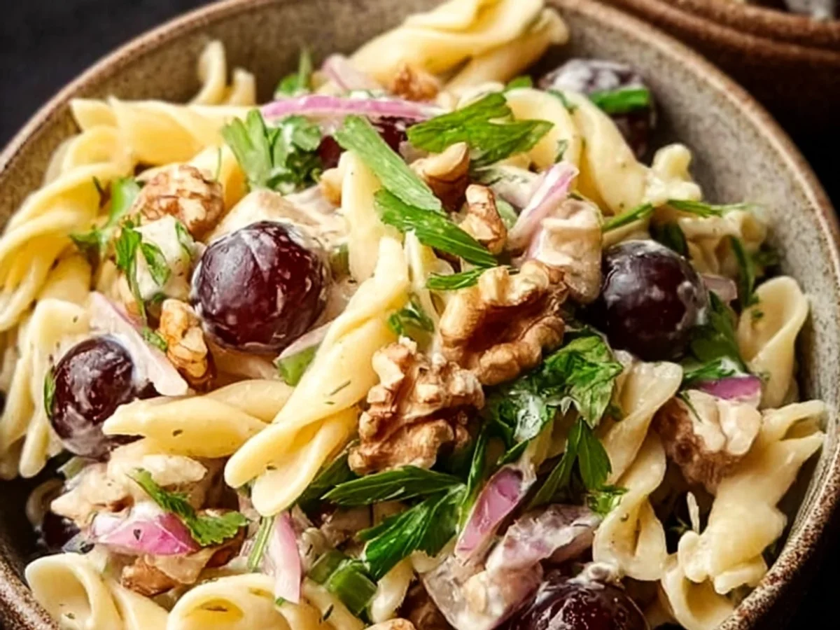 Nudelsalat mit Walnüssen & Weintrauben: Cremig & Frisch - Bild 1