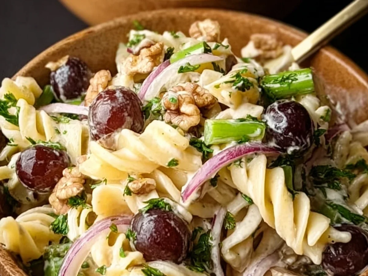 Nudelsalat mit Walnüssen & Weintrauben: Cremig & Frisch - Bild 2