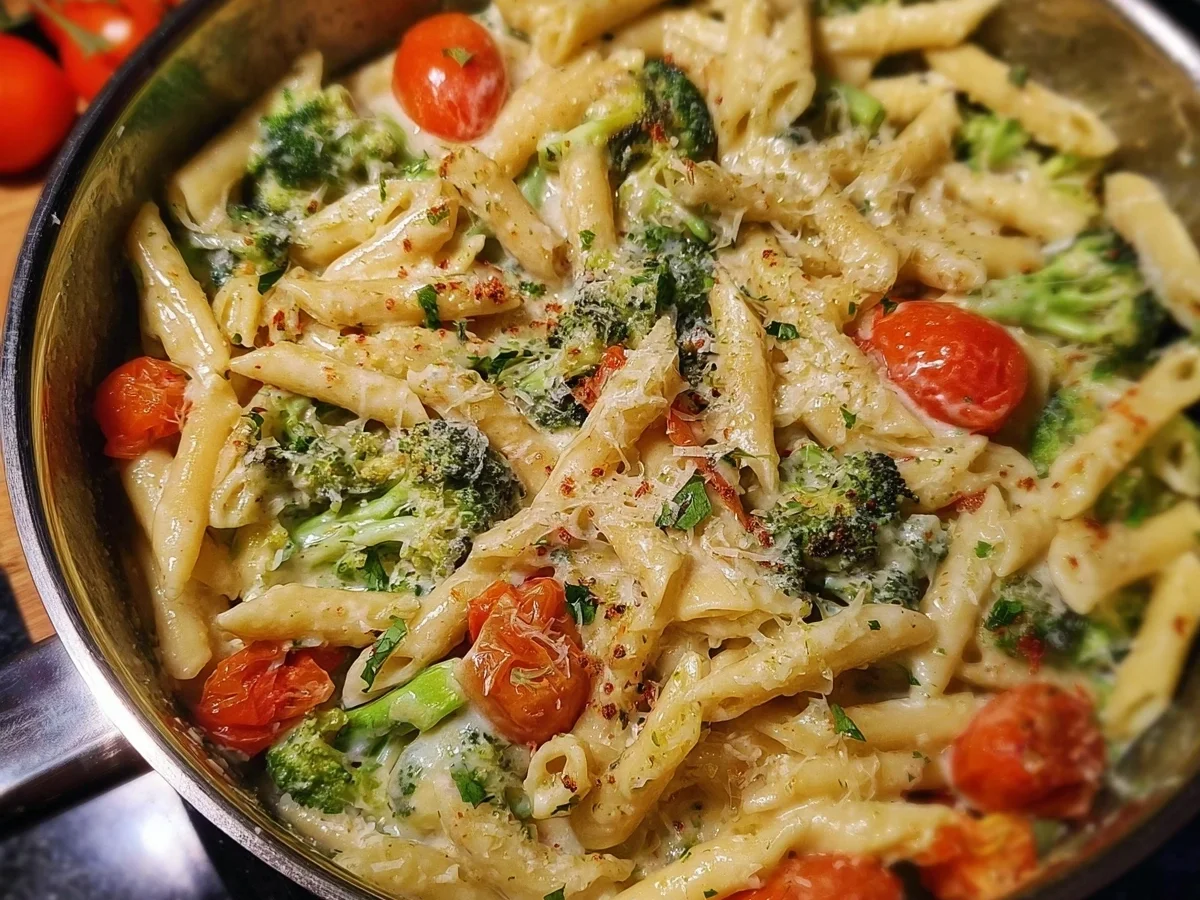 One Pot Vegetarische Pasta mit Brokkoli Schnell & Lecker - Bild 1