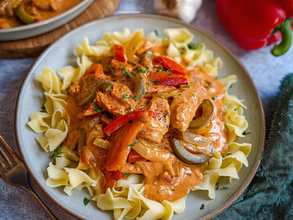 Paprika Sahne Hähnchen mit Bandnudeln: Schnell & Lecker - Bild 2