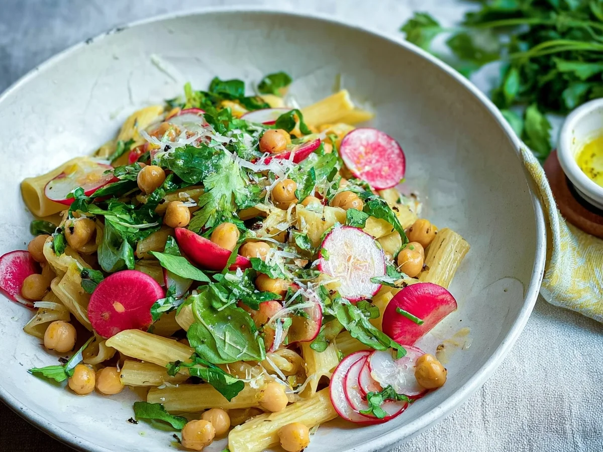 Pasta mit warmen Radieschen & Kichererbsen - Bild 1