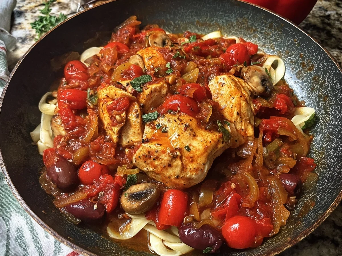 Pikante Hähnchenpfanne Cacciatore: Italienisches Hauptgericht - Bild 1