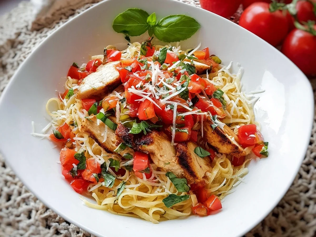 Schnelle Bruschetta Pasta mit Hähnchenstreifen - Bild 1