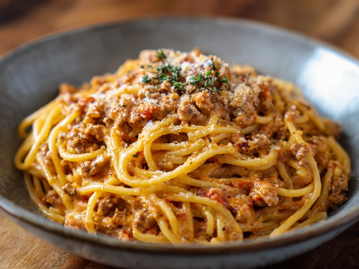 Schnelle cremige Spaghetti mit Hackfleisch & Parmesan - Bild 2