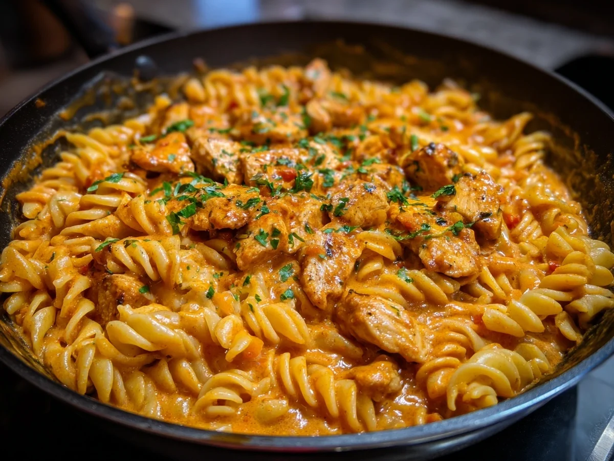 Schnelle Hähnchen-Pasta in Cremiger Tomatensauce - Bild 1