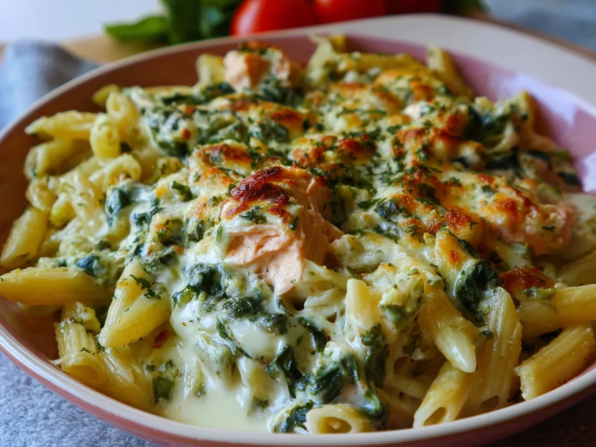 Schnelle Lachs-Spinat-Pasta aus dem Ofen - Bild 2