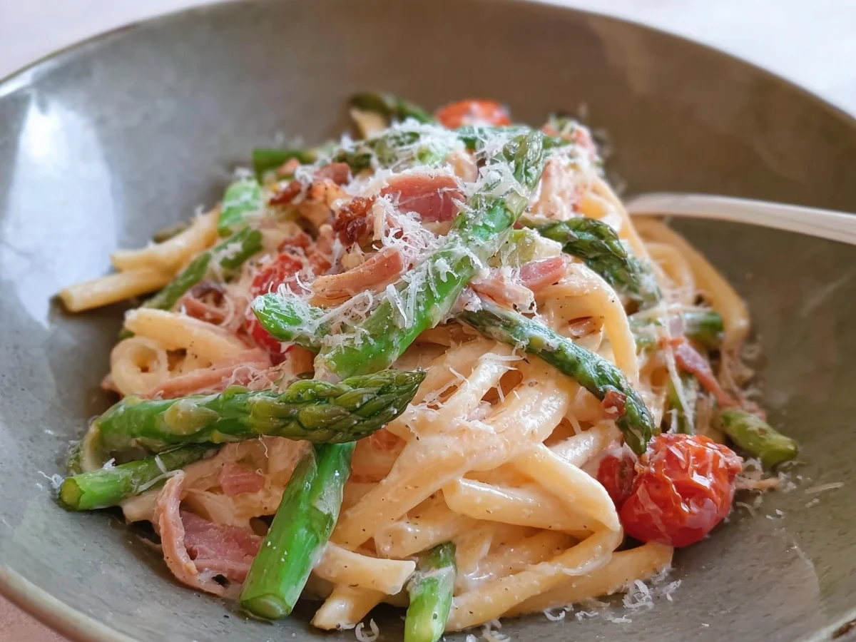 Schnelle Pasta mit grünem Spargel & Puten-Schinken - Bild 2
