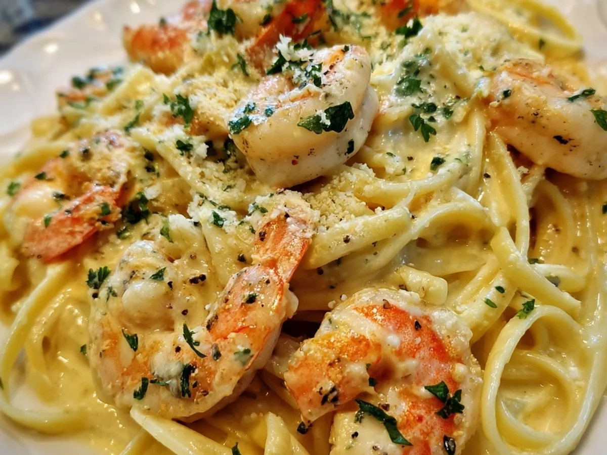 Schnelle Spaghetti Alfredo mit Garnelen - Bild 2