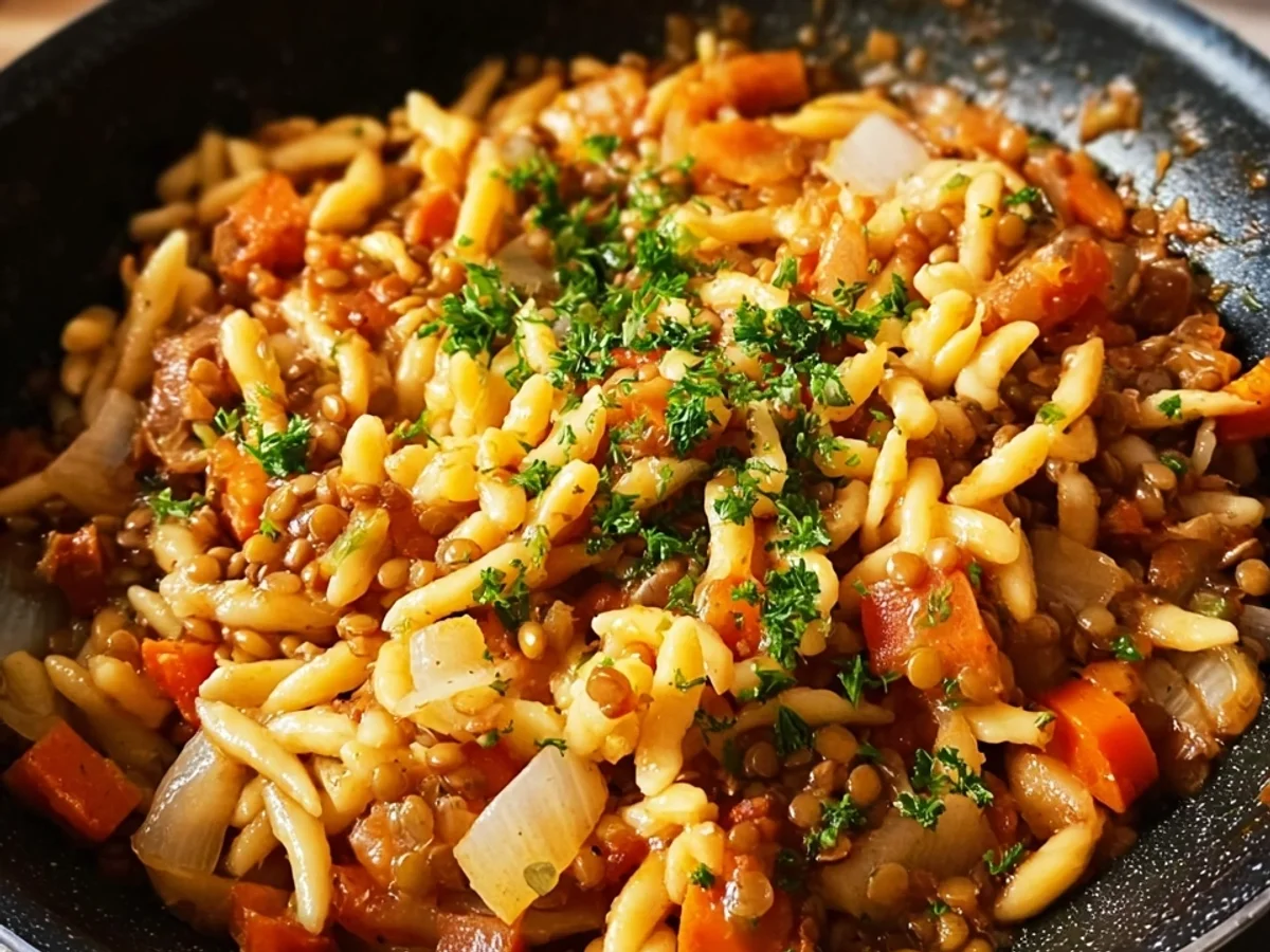 Schnelle Spätzle-Linsen-Pfanne: Dein Feierabend-Gericht - Bild 1
