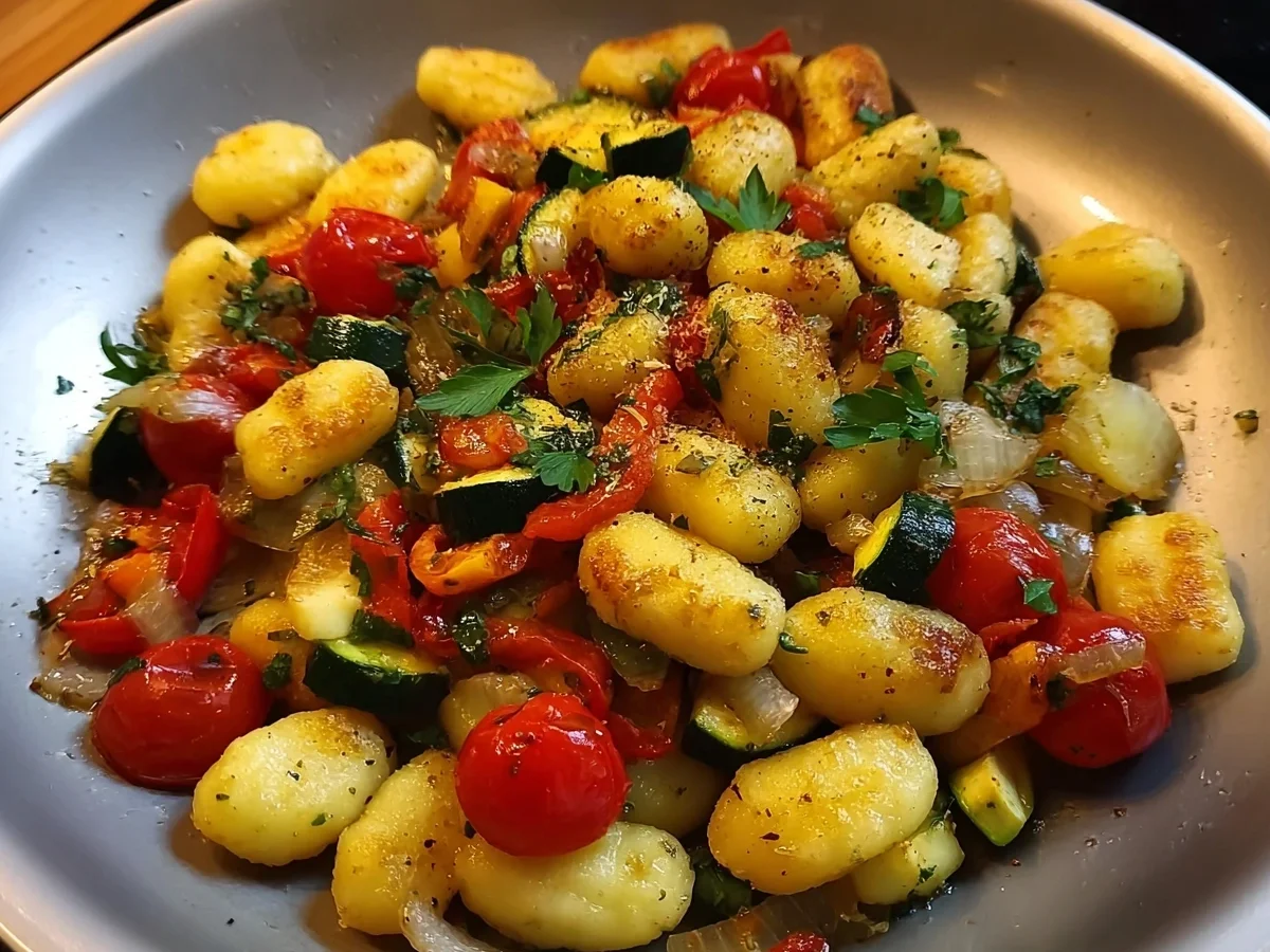 Schnelle vegetarische Gnocchi-Gemüsepfanne - Bild 1