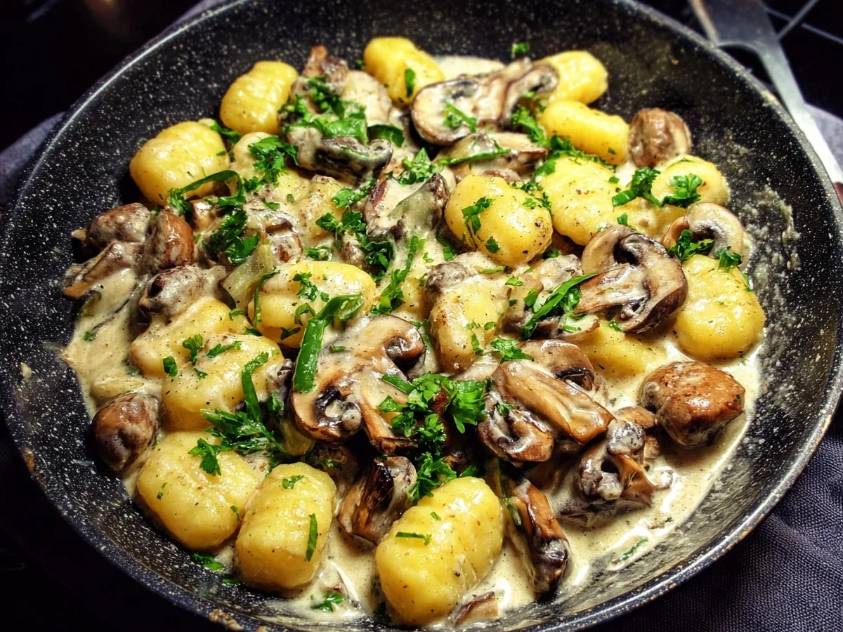 Schnelle vegetarische Gnocchi-Pfanne mit Pilzen - Bild 1