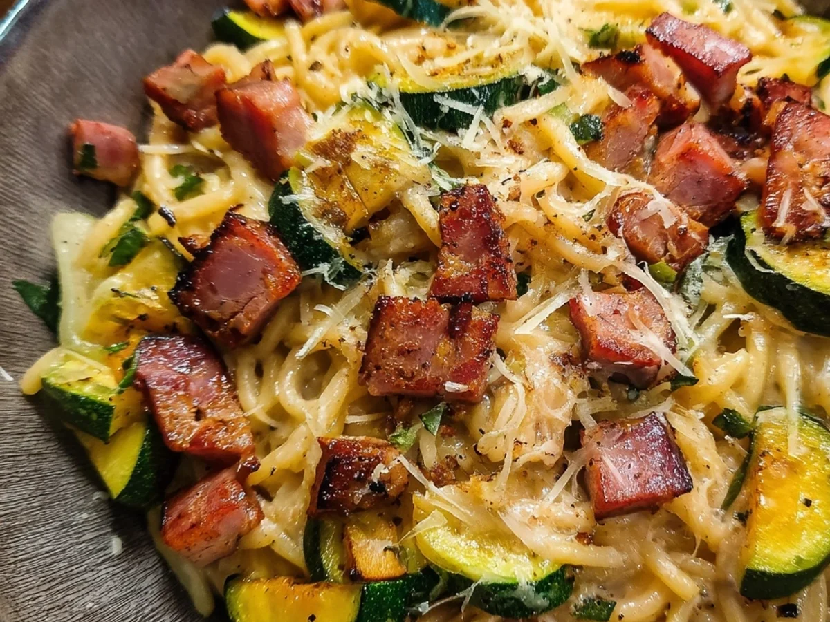 Schnelle Zucchini Truthahnspeck Pasta: Einfach & Lecker - Bild 1