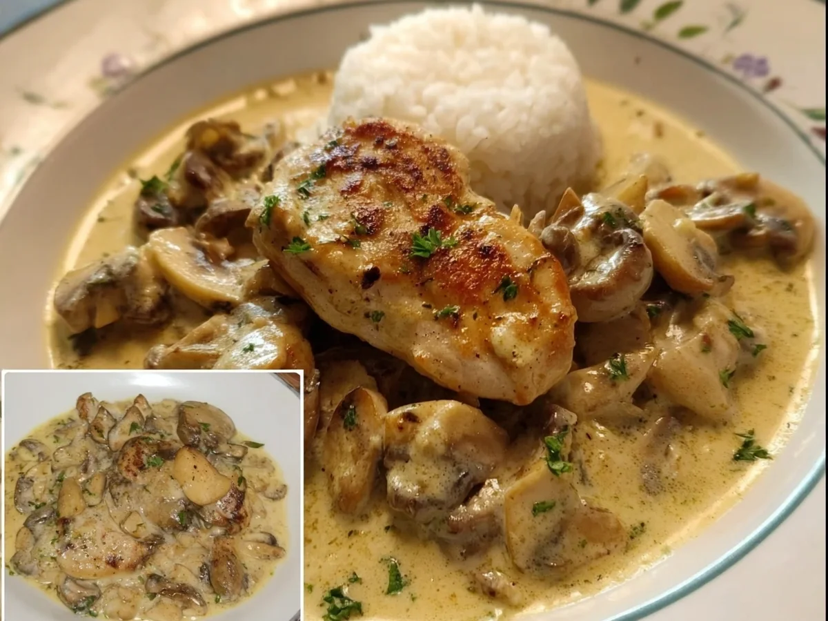 Schnelles Hühnerfilet mit cremiger Champignonsauce - Bild 1