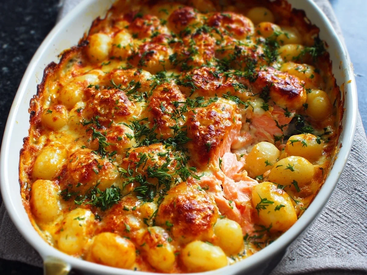 Schnelles Lachs-Sahne-Gratin mit Gnocchi - Bild 1