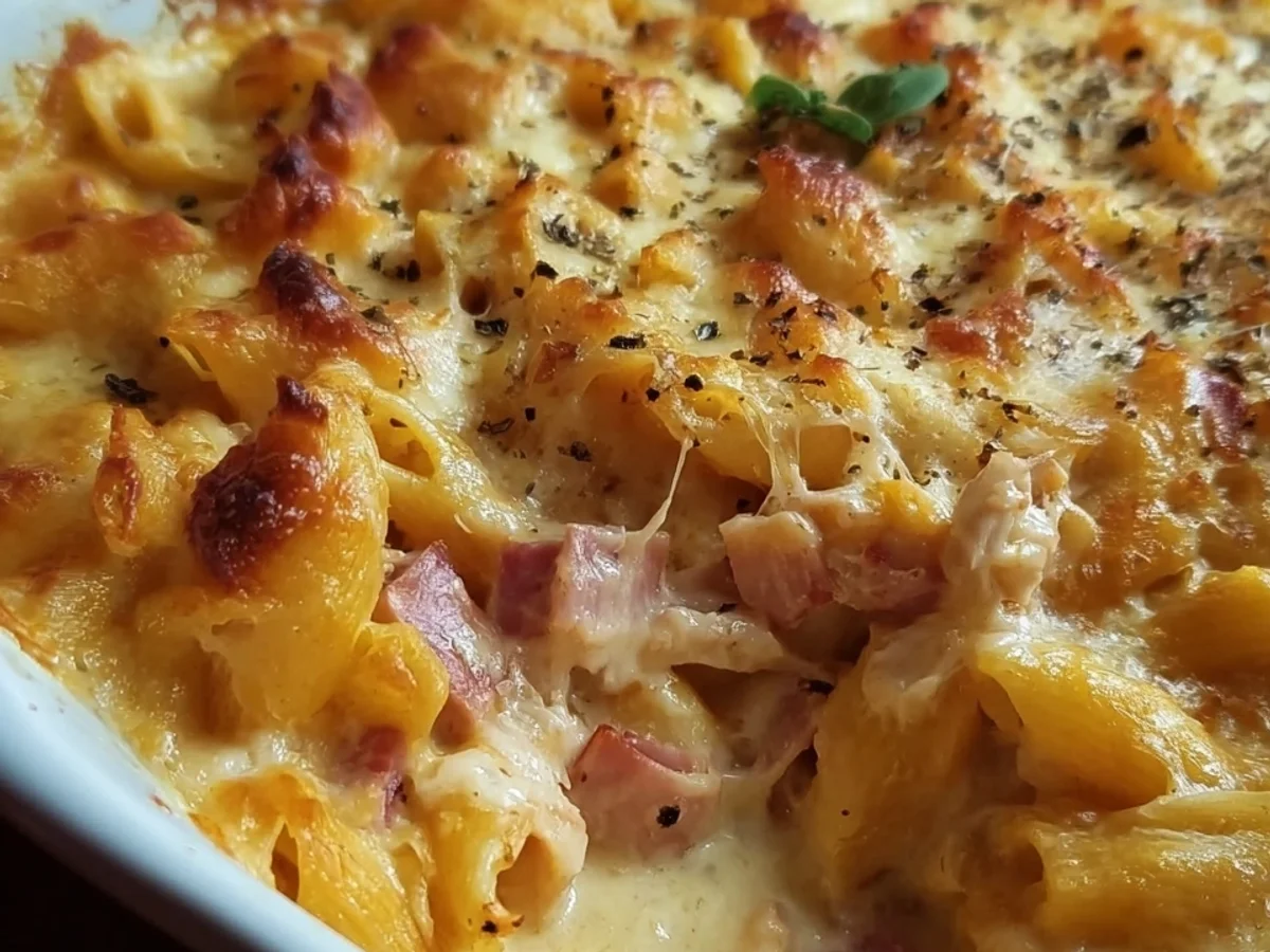 Schnelles Nudel-Truthahnschinken-Gratin ohne Vorkochen - Bild 1