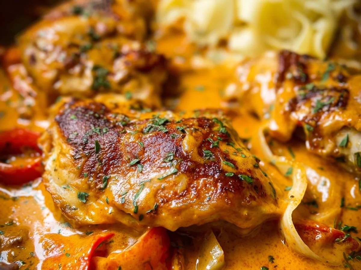 Schnelles Paprika-Sahne-Hähnchen ohne Fix Rezept - Bild 1