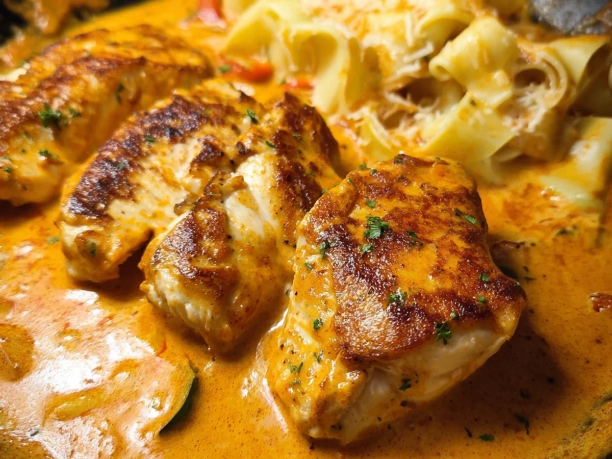 Schnelles Paprika-Sahne-Hähnchen ohne Fix Rezept - Bild 2