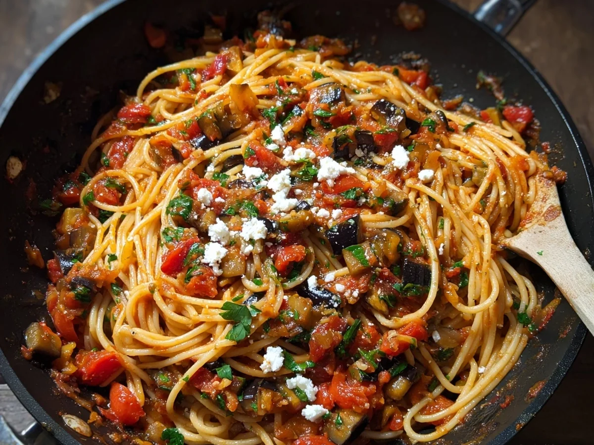 Sizilianische Spaghetti alla Norma mit Auberginen - Bild 1