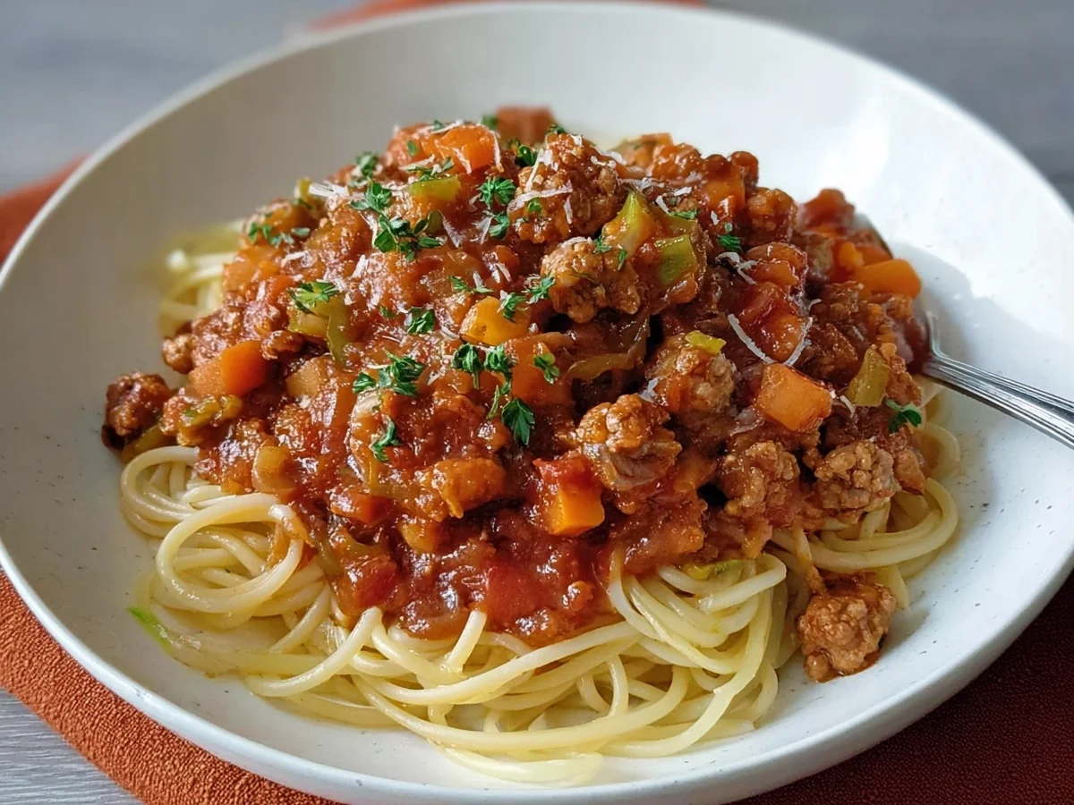 Spaghetti Bolognese mit Putenwürfeln: Lecker & einfach - Bild 1