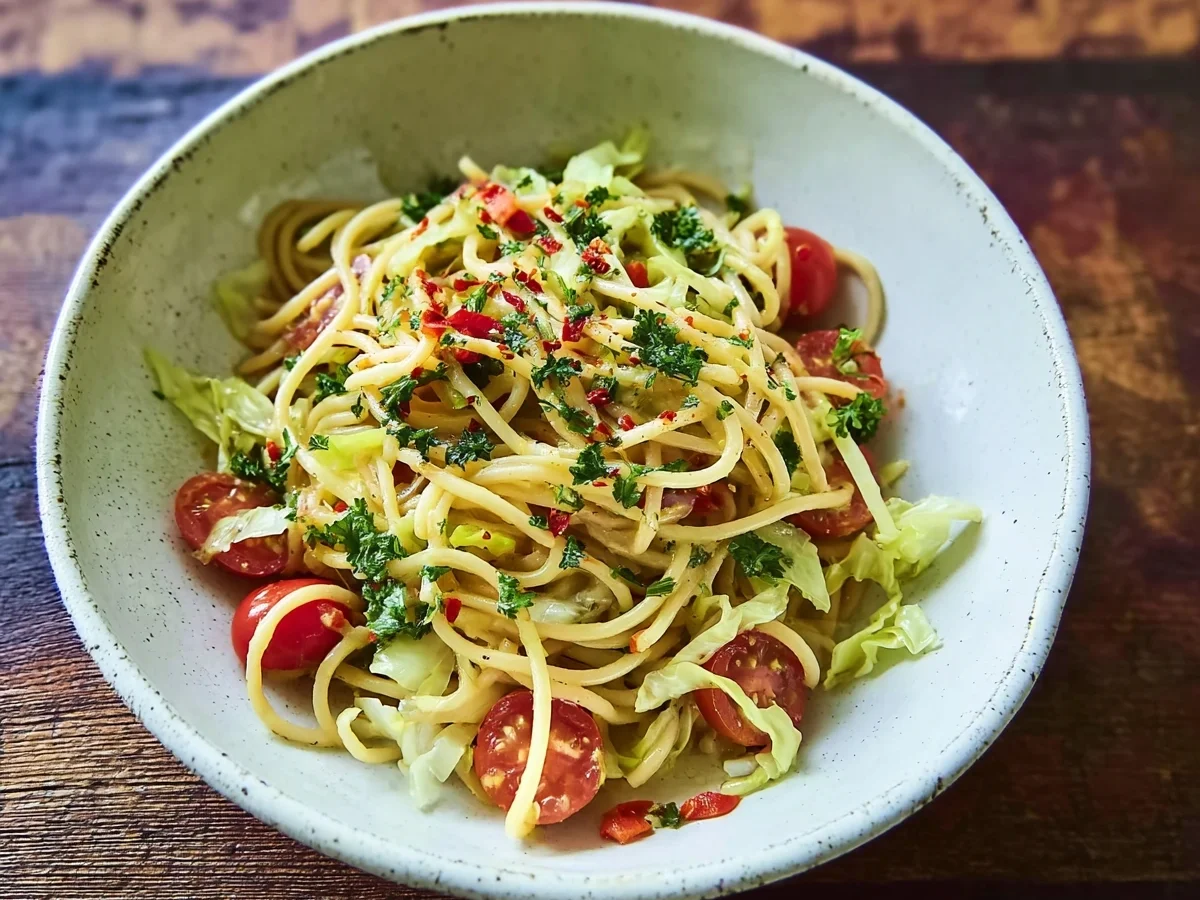 Spaghetti-Spitzkohl-Salat mit würziger Sauce - Bild 1