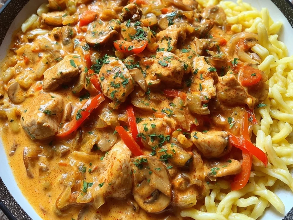 Spätzle mit Paprika Sahne Hähnchen: Cremig & Schnell - Bild 2