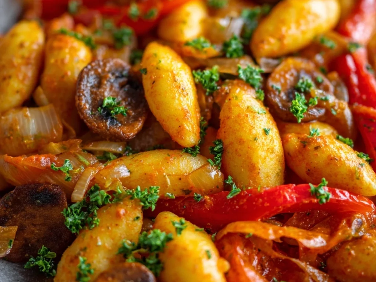 Vegane Schupfnudelpfanne mit Paprika & Pilzen - Bild 2