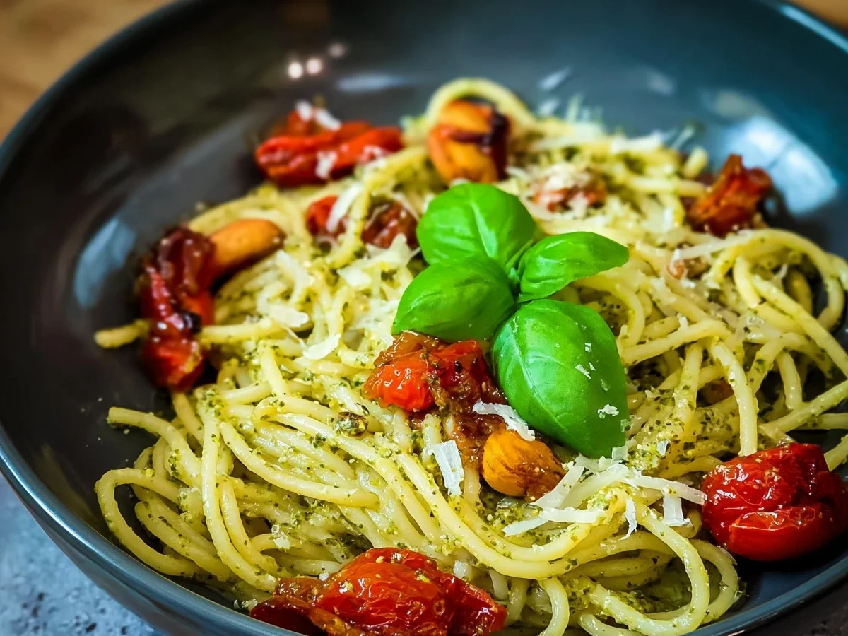 Vegetarische Spaghetti mit Cashewpesto & Tomaten - Bild 2