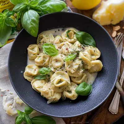 Basilikum Pesto Tortelloni in Zitronensauce