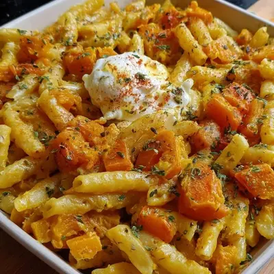 Burrata Pasta mit Kürbis: Herbstliches Ofengericht