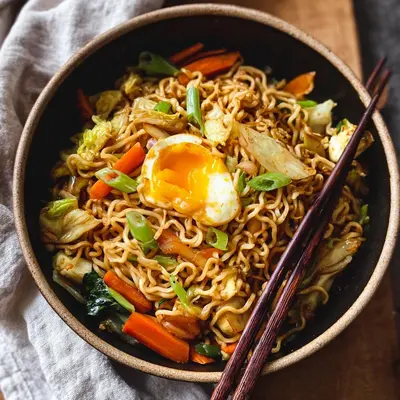 Chinesische Gebratene Nudeln mit Gemüse & Ei