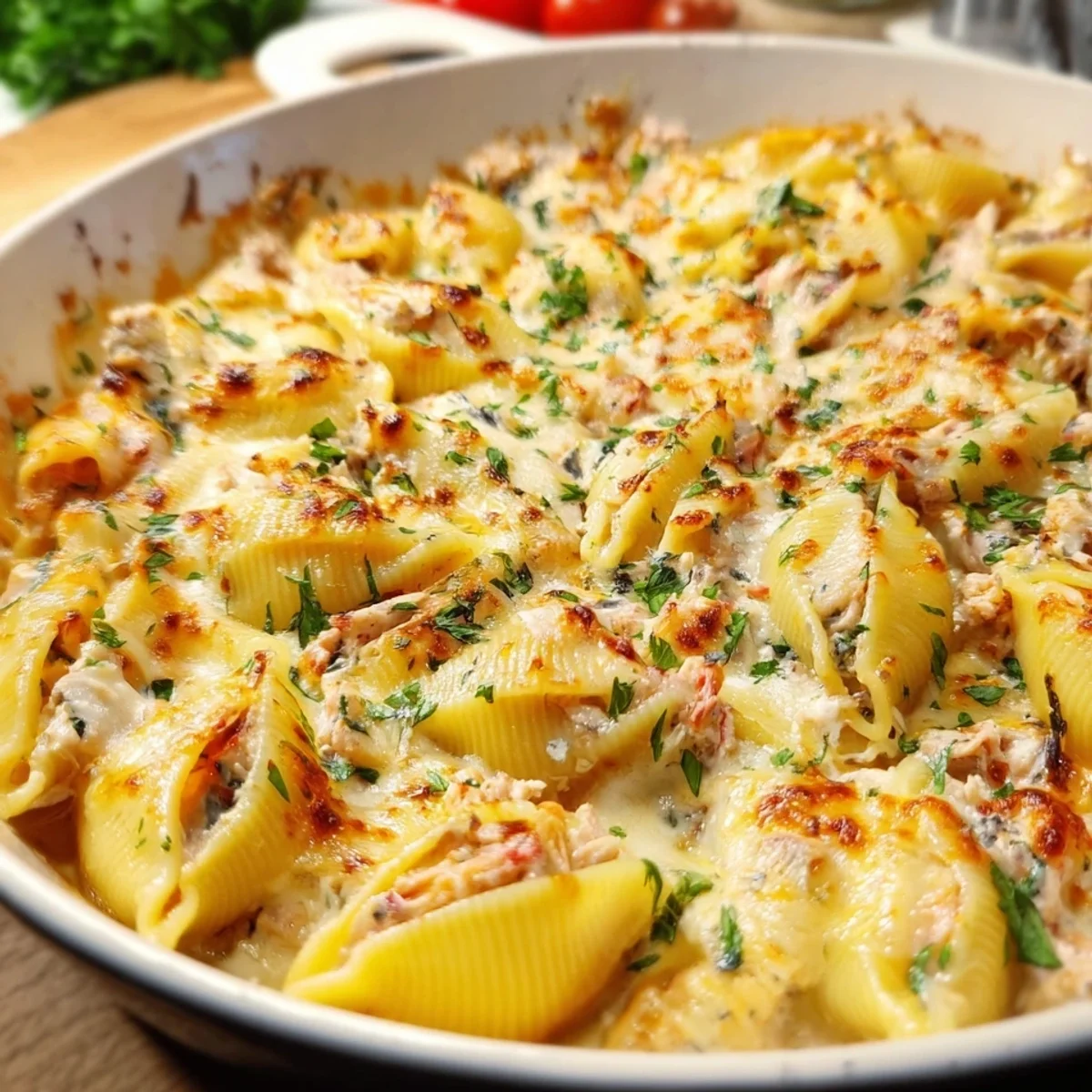 Cremiger Muschelnudelauflauf mit Thunfisch & Ricotta