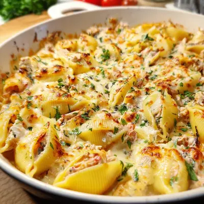 Cremiger Muschelnudelauflauf mit Thunfisch & Ricotta