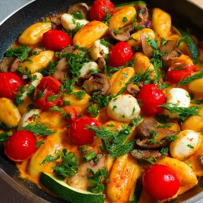 Einfache Vegetarische Schupfnudelpfanne mit Gemüse
