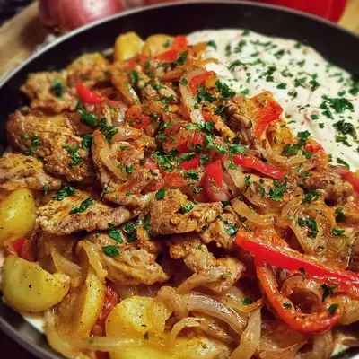 Gyros Pfanne mit würziger Soße Schnell gemacht