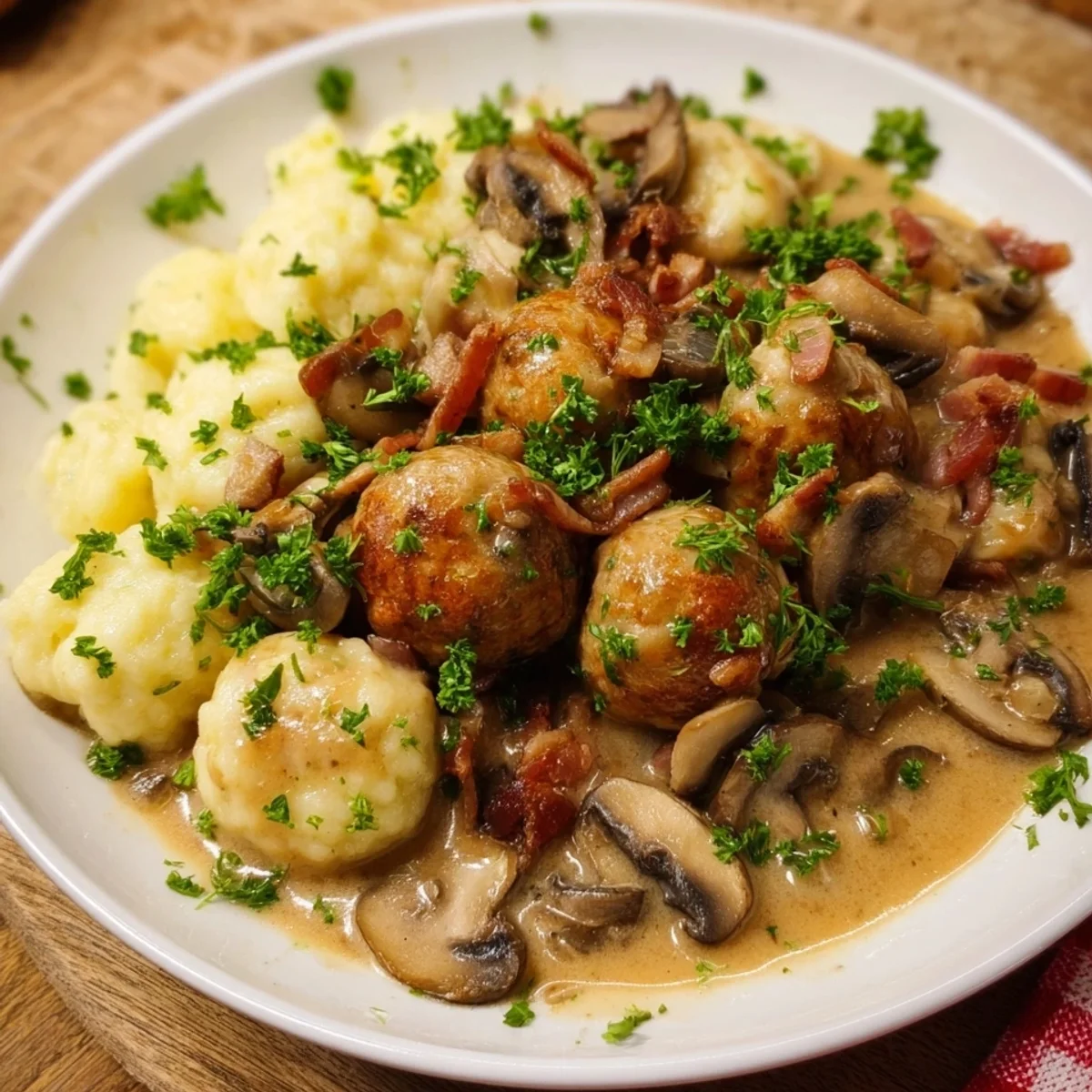 Jägerklößchen mit Champignons: Herzhaft & Familienfreundlich