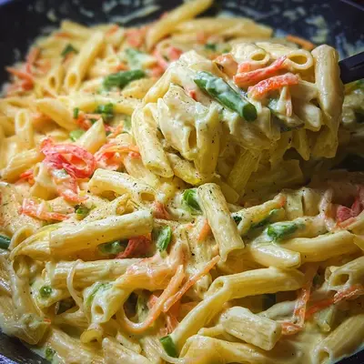 Nudeln mit Gemüse Frischkäse Sahne Soße Rezept